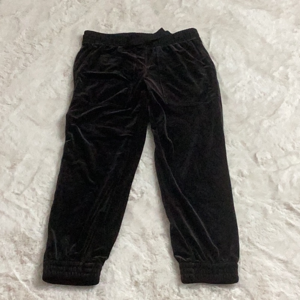 Ann Taylor black velour 4 pocket pant jogger with elastic ankle